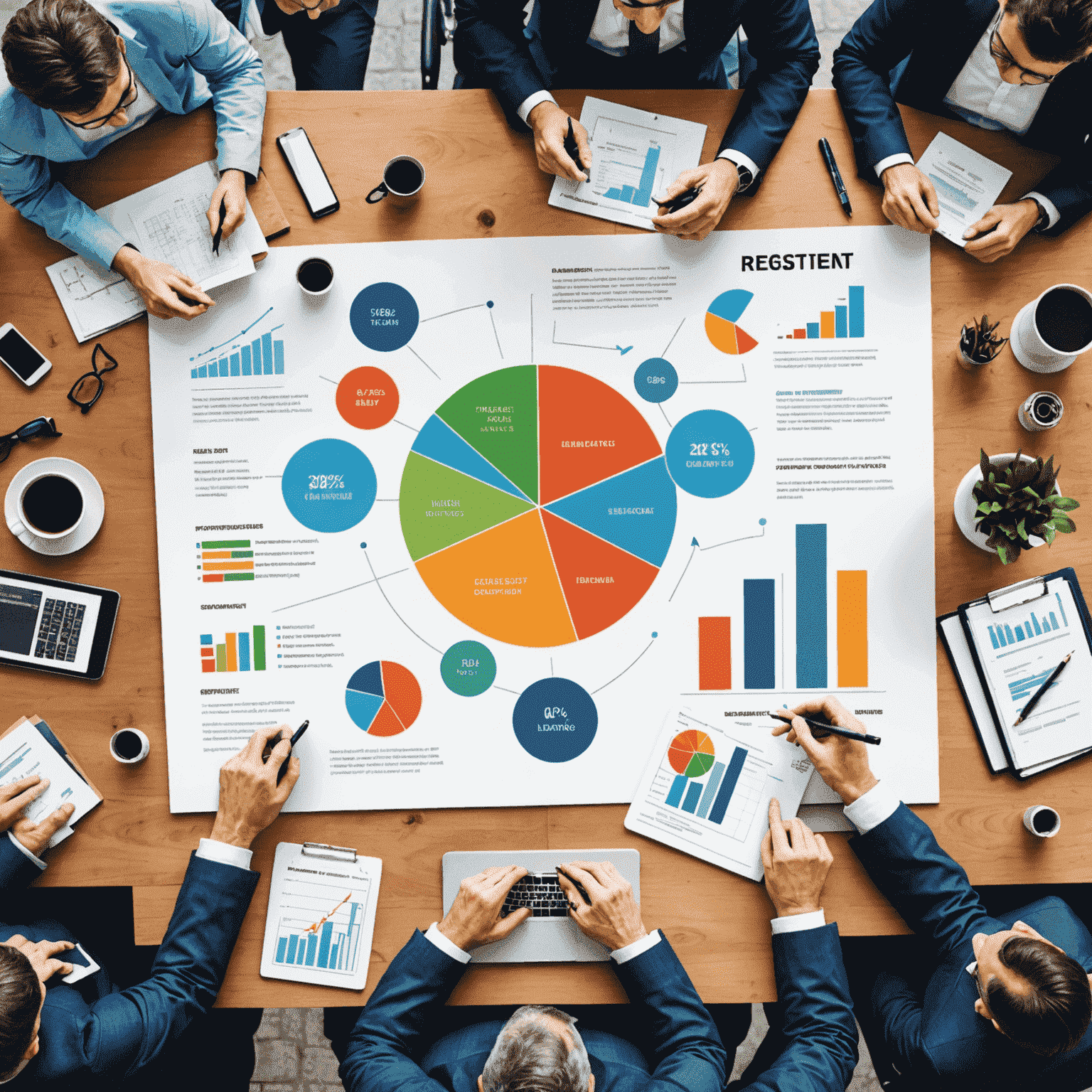 Illustration of business growth strategies, such as market research, partnerships, and innovation